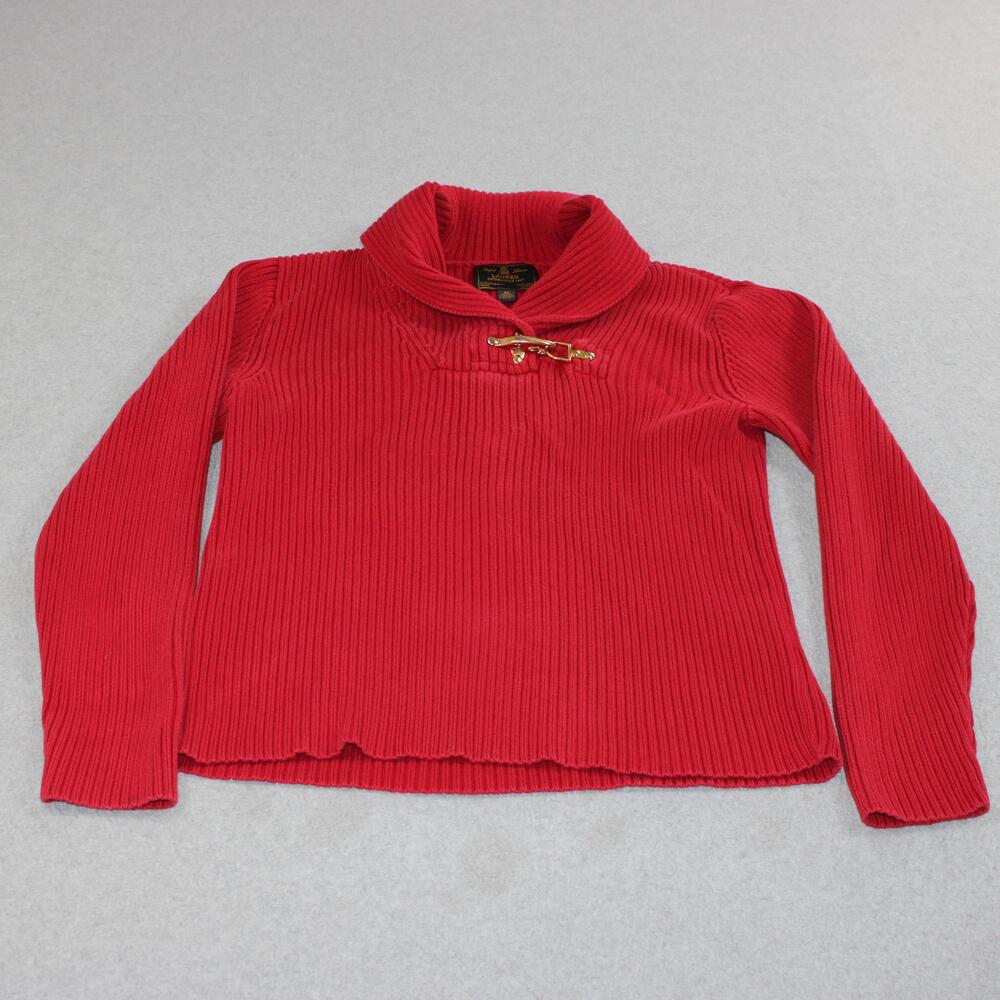 Vintage Lauren Ralph Sweater Women XL Red Lobster Claw Clasp Ribbed Heritage Y2K